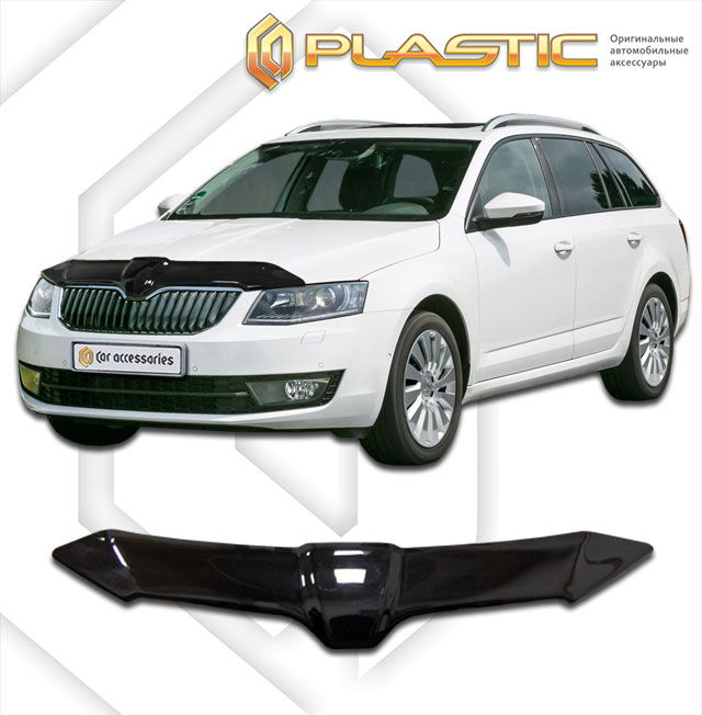 Дефлектор капота (Серия "Хром" серебро) Skoda Octavia  Combi