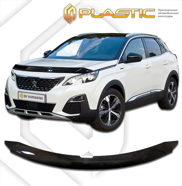 Дефлектор капота (Classic черный) Peugeot 3008 
