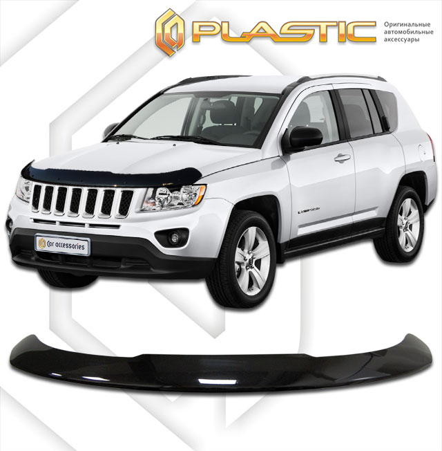 Дефлектор капота (Classic черный) Jeep Compass I поколение, рестайлинг, джип/suv 5 дв.