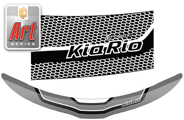 Дефлектор капота (Серия "Art" белая) Kia Rio седан