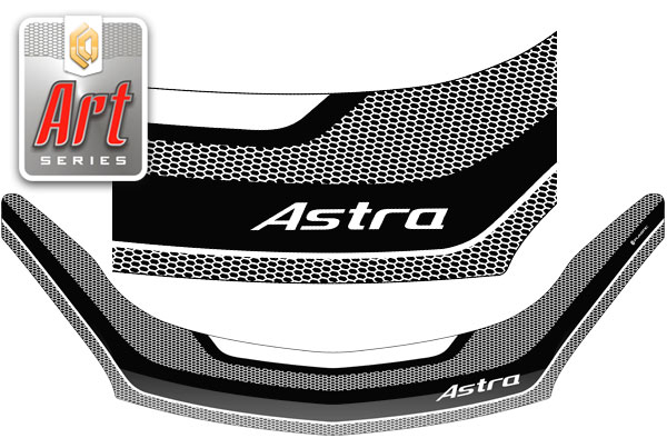 Дефлектор капота (Серия "Art" белая) Opel Astra седан