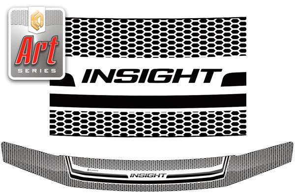 Дефлектор капота (Серия "Art" белая) Honda Insight 