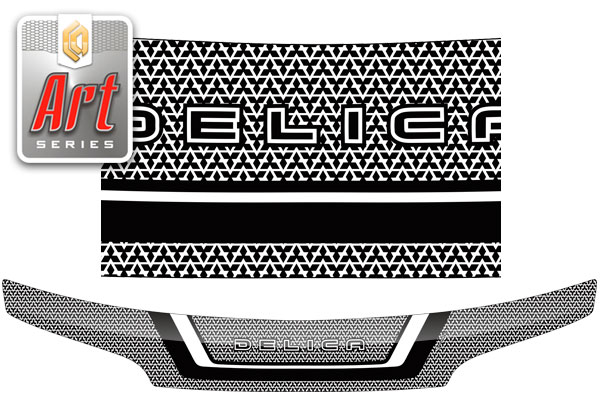 Дефлектор капота (Серия "Art" черная) Mitsubishi Delica 