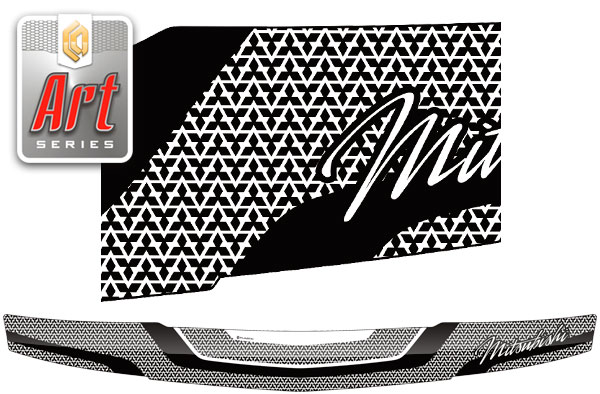 Дефлектор капота (Серия "Art" черная) Mitsubishi Pajero Sport