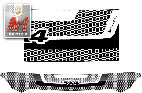 Дефлектор капота (Серия "Art" черная) Suzuki SX4 