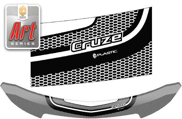 Дефлектор капота (Серия "Art" серебро) Chevrolet Cruze седан