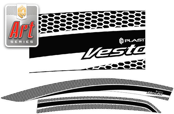 Ветровики дверей (Серия "Art" белая) ВАЗ Lada Vesta, Vesta Sport седан
