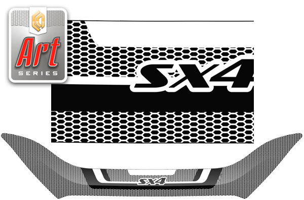 Дефлектор капота (exclusive) (Серия "Art" серебро) Suzuki SX4 